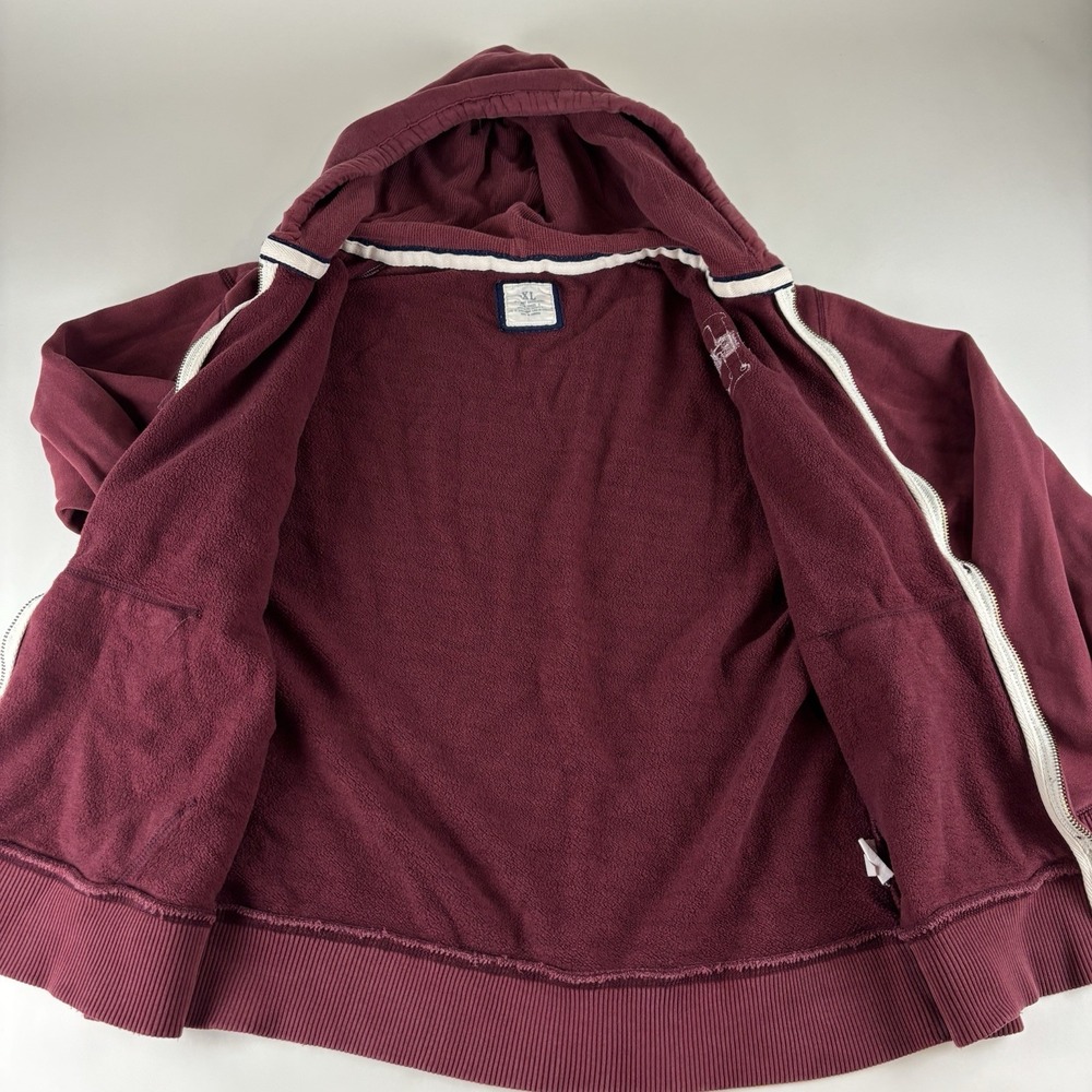 Old Navy Mens XL Maroon Basic Issue Distressed MB-550 Full Zip Hoodie VTG Heavy - Picture 5 of 14